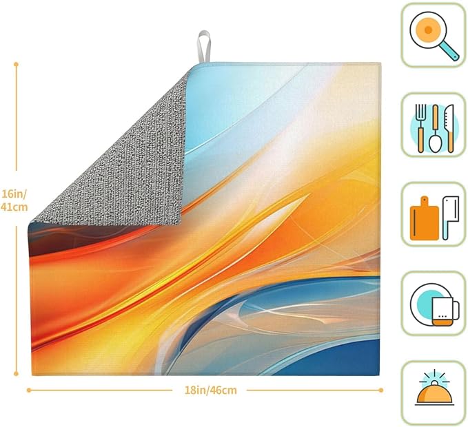 Blue Burnt Orange Fluid Art Dish Drying Mats - Image 6