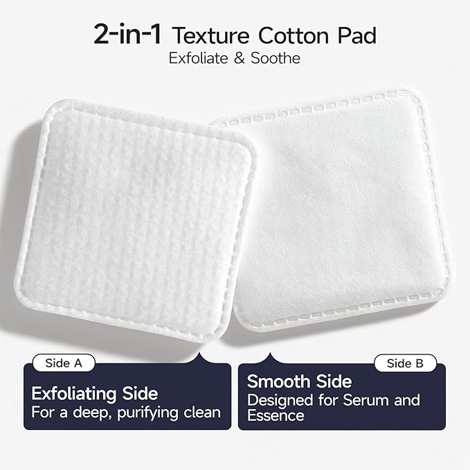 ECOLOOK Triple-Layer Cotton Facial Pads | Textured Exfoliating & Ultra-Soft - Image 3