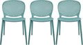 2xhome Set of 3 Patio Dining Chairs | Modern Stackable Outdoor Pool Side Chair | Weather Resistant Plastic for Yard, Porch, Balcony, Kitchen, Teal by 2xhome