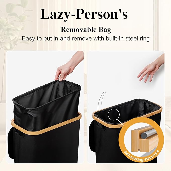 Slim Laundry Hamper, 60L Waterproof Narrow Laundry Basket - Image 3