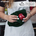 Encasa XO Kitchen Dish Towels Set | Dark Green | Waffle Weave and Flat Hand Tea - Image 4