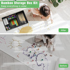 Black Bamboo Bathroom Drawer Organizer, Wooden Kitchen Utensil Holder Set of 5 - Image 5