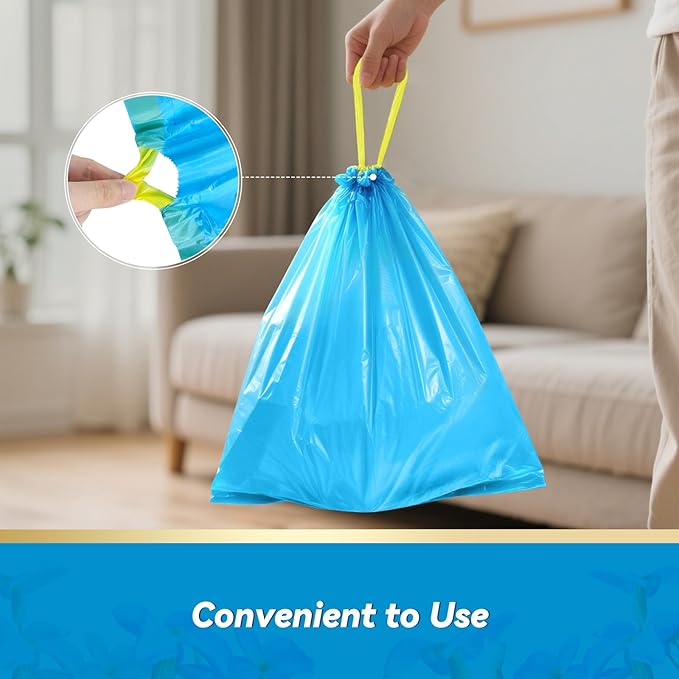 300 Count 15 Micron Extra Thick 4 Gallon Drawstring Small Trash Bags, Sturdy & - Image 4