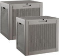 Outdoor Storage Box, Resin Deck Boxes Indoor and outdoor, Waterproof Storage Box Lockable Lid (Grey, 35 Gallon-2 Pack) by NBYSGO