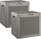 Outdoor Storage Box, Resin Deck Boxes Indoor and outdoor, Waterproof Storage Box Lockable Lid (Grey, 35 Gallon-2 Pack) by NBYSGO