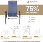 TLSUNNY Patio Chairs, Stackable Textilene Outdoor Dining Furniture for All Weather, with 17.7″ Wide Seat & Metal Frame, for Garden, Backyard, Deck, Restaurant, Poolside (4, Navy Blue, 26.4″) - Image 4