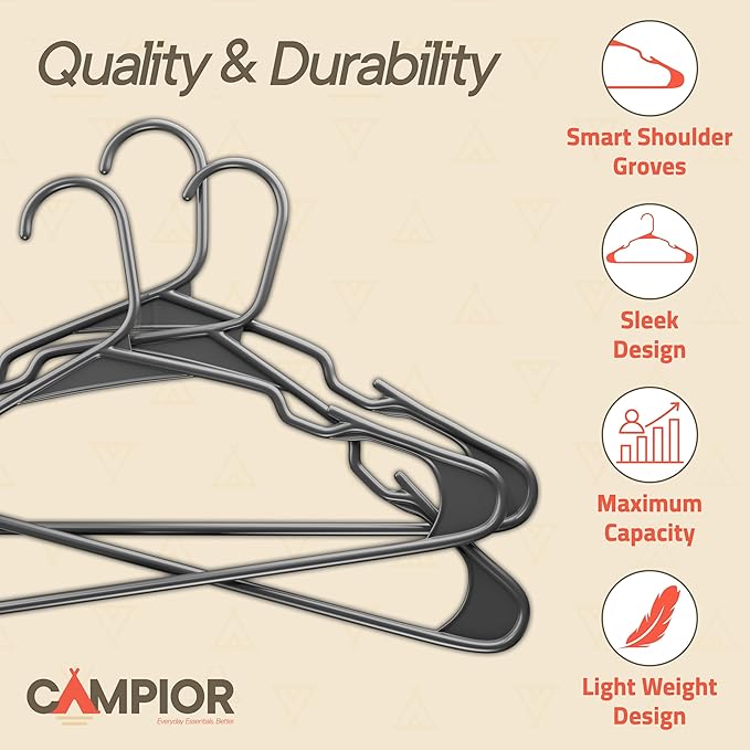 Gray Plastic Hangers 200 Pack– Heavy-Duty Plastic Hangers Slim and Space-Saving - Image 4