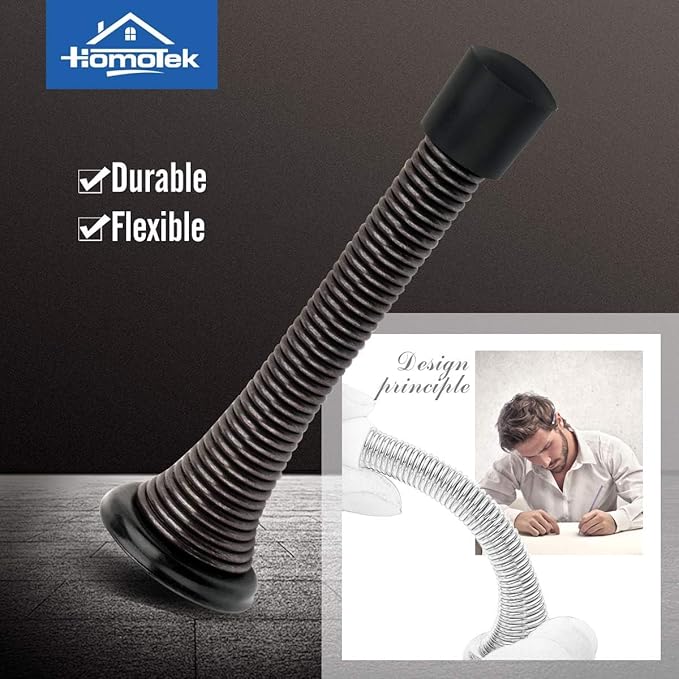 HOMOTEK 1 Pack Oil Rubbed Bronze Spring Door Stops, 3-1/8” Heavy Duty Door Stop - Image 2