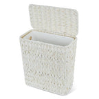 Wicker Trash Can with Lid and Liner, Boho Decotative Small Bathroom Trash Cans by WEAVECOMFORTINTOEVERYCORNER