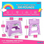 Delxo 11 inch Folding Step Stool, Non-Slip Foldable Stools Up to 300 LBS, Step Stool with Handle, Lightweight for Kitchen, Bathroom, Bedroom, Garden, Light Purple, 1PC - Image 2