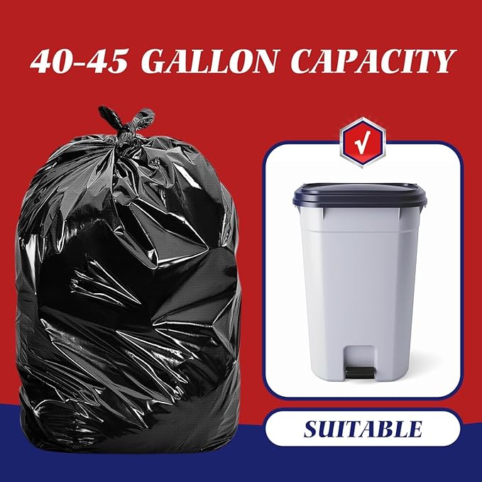 Teivio Trash Bags, 40-45 Gallon, - Image 3