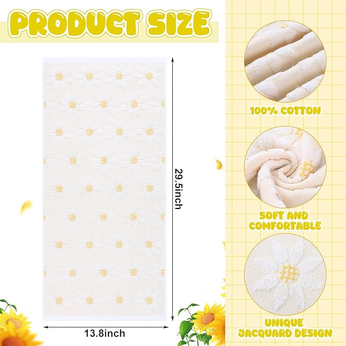 2 Pack Sunflower Hand Towels for Bathroom 14 x 29 in Spring Floral Flower - Image 2