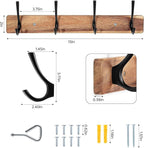 Yangbaga Coat Rack Wall Mount, Acacia Wood Coat Hooks Wall Mount, Hat Rack Wall - Image 2