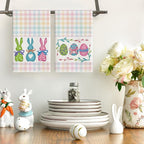 Artoid Mode Colorful Stripe Rabbit Bunny Eggs Easter Kitchen Towels Dish Towels - Image 2
