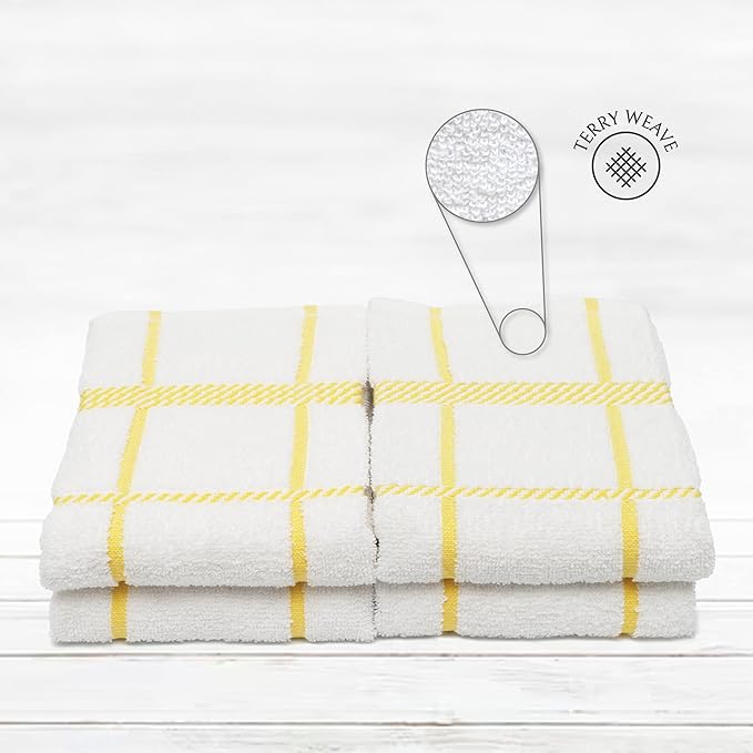 100% Cotton Terry Dish Towels, 4 Pack Checks, 16 x26 Inches, Super Soft and - Image 3