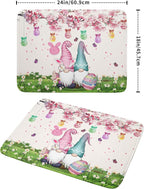 Giwawa Easter Gnome Dish Drying Mat Floral Eggs Bunny Kitchen Drainer Mat 18x24 - Image 2