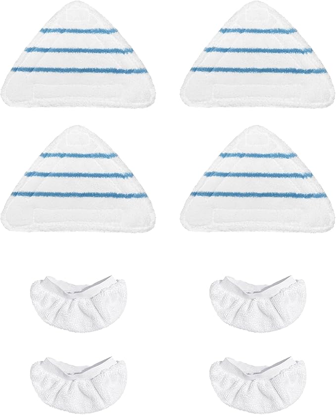 Reusable Steam Mop Pads Set, 4 Pack Steam Mop Pads & 4 Universal Microfiber by PlaniallyShowerCurtainSets