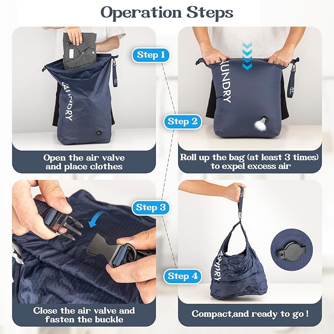 Travel Laundry Bag, Vacuum Compression Dirty Clothes Travel Bag, Waterproof - Image 6