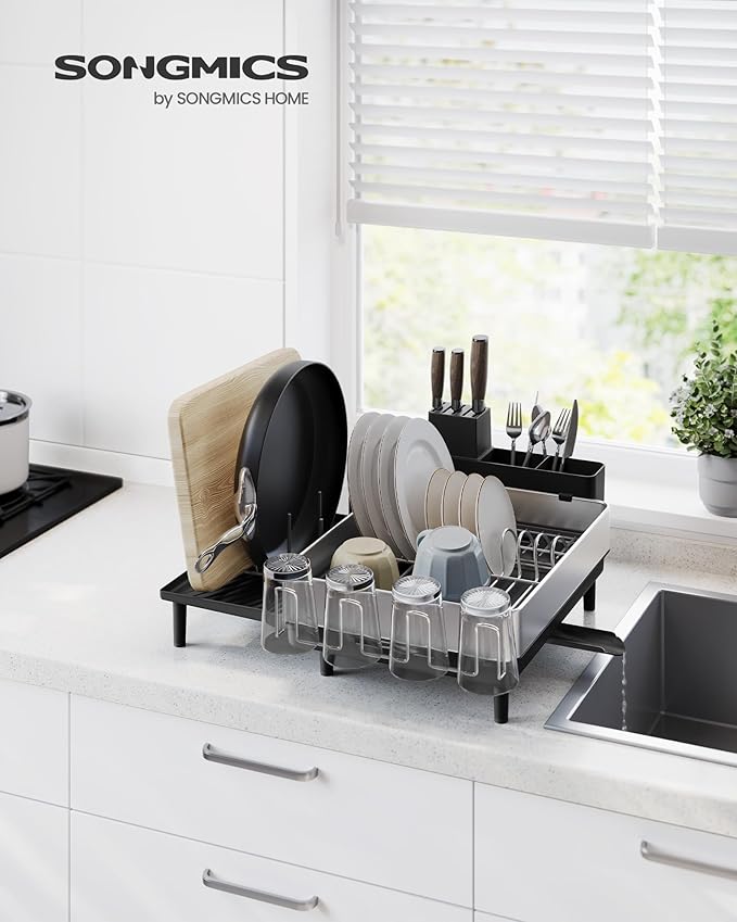 SONGMICS Large Dish Drying Rack, Expandable Dish Dryer - Image 2
