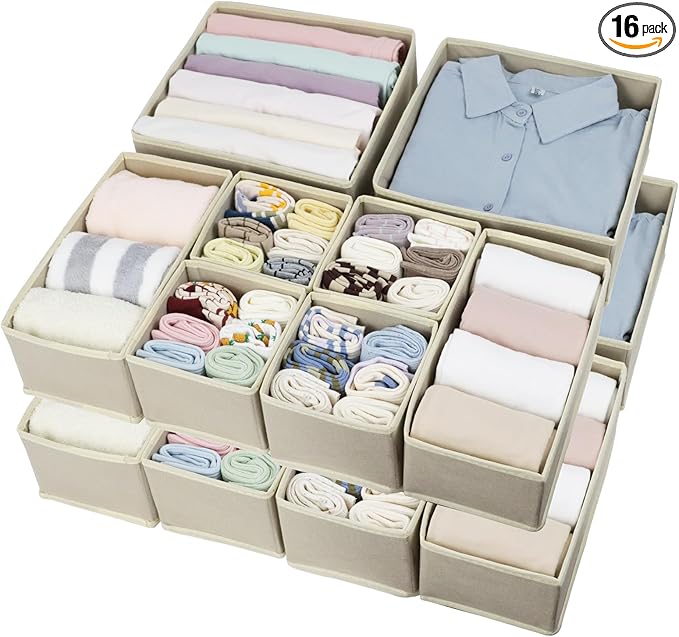 16 Pack Drawer Organizer Clothes, Foldable Fabric Dresser Organizer Closet by Fordonral