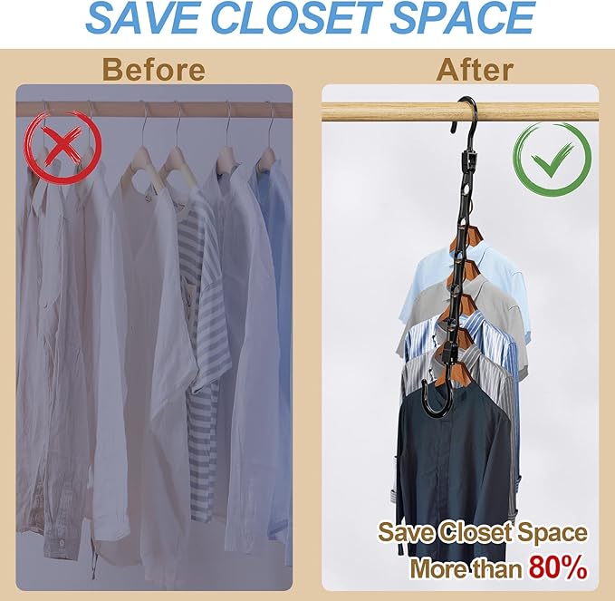 24 Pack Hangers Space Saving Magic Space Saver Storage Smart Plastic Clothes - Image 3