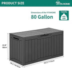 YITAHOME 80 Gallon Outdoor Storage Box, Large Waterproof Resin Deck Box, Indoor Outdoor Lockable Storage Container for Patio, Garden, Cushions, Tools, Equipment (Dark Gray) - Image 6