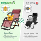 Suteck Oversized Zero Gravity Chair,33In XXL Outdoor Recliner Chair w/Removable Cushion&Headrest, Camping Lounge Chair w/Upgraded Lock&Footrest, Reclining Patio Chairs for Indoor Outdoor,500LBS - Image 6