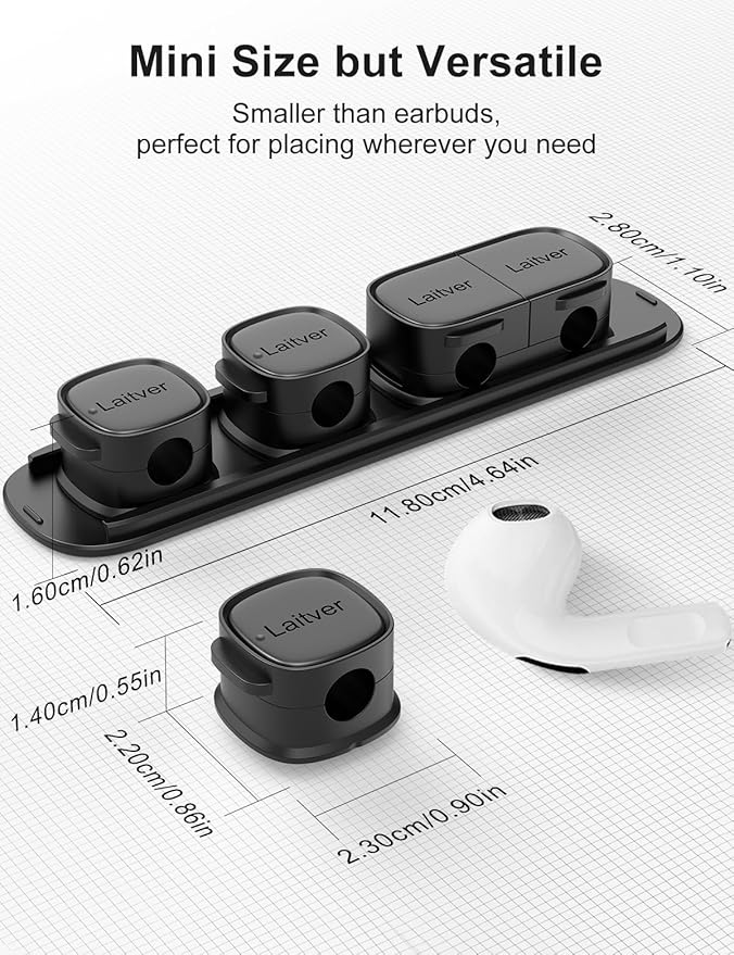 6 Pack Magnetic Cable Clips, Laitver Cord Organizer Holder Strong Adhesive Desk - Image 8