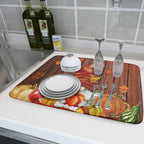 Fall Gnome Dish Drying Mat for Kitchen Counter, Autumn Pumpkin Maple Leaves - Image 6