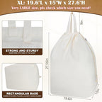 Canvas Laundry Bags with Handles & Rectangular Base, Washable Canvas Drawstring - Image 3