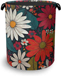 Retro Red Daisy Flowers Laundry Hamper, Dirty Clothes Laundry Basket by Unknown