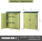 Outvita Outdoor Storage Cabinet with Waterproof Roof, Double Lockable Doors Garden Shed with 2 Removable Shelves, Wooden Storage Shed with Large Storage Space for Yard Garge Patio Deck Porch（Green） - Image 6