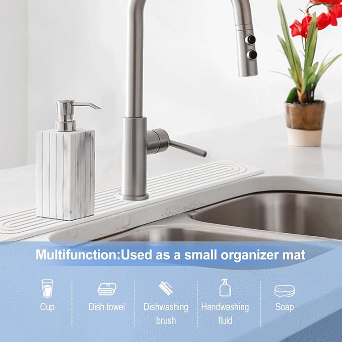 Stone Faucet Mat for Kitchen Sink- 23.6''x 3.9''Diatomite Fast-Drying Faucet Mat - Image 6