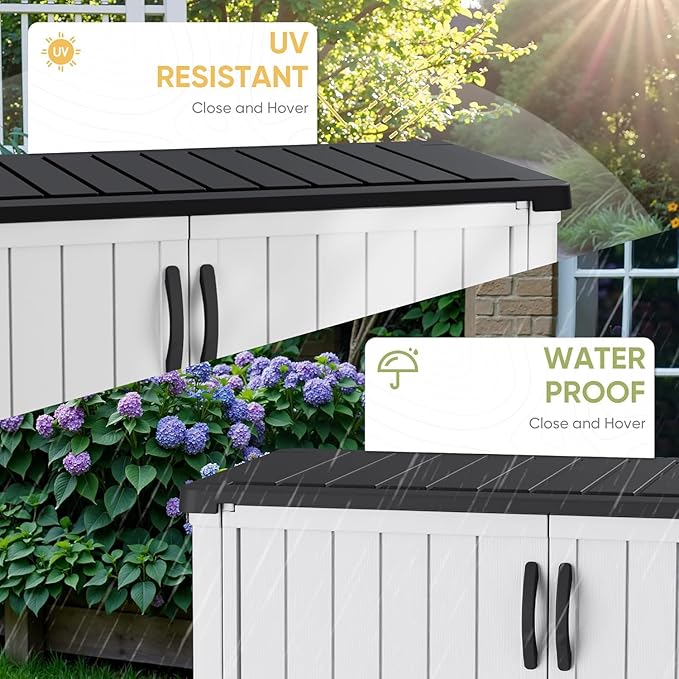 Devoko 50 Cu Ft Outdoor Storage Cabinet - Waterproof Vertical Shed for Patio, Garden & Deck, Heavy-Duty Tool Storage Box for Cushions, Accessories & Equipment, Durable & Weather-Resistant (White) - Image 4