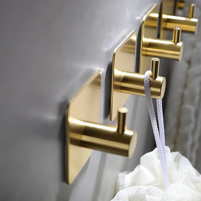 YIGII Adhesive Hooks, 4 Pack Stainless Steel Towel Hooks Heavy Duty, Sticky - Image 5