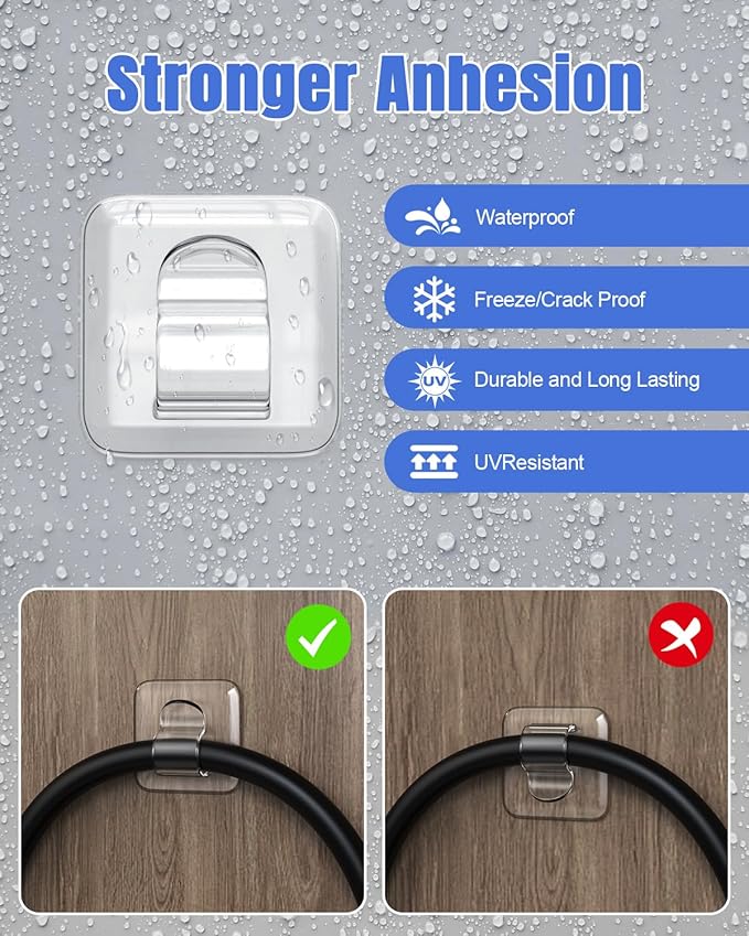 LZC Hooks for Outdoor String Lights Clips: 25 Pack Square Clear Large Heavy - Image 3