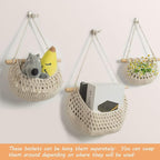 Hanging Fruit Basket, 3 Tier Over The Door Organizer, Handmade Woven Cotton - Image 5
