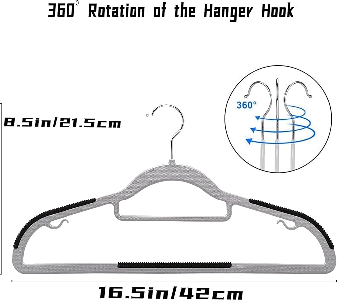 50 Pack Plastic Clothes Hangers- 16.5 Inch Slim Space Saving Hangers - Image 6