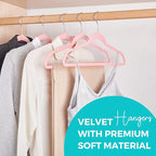 HOUSE DAY Premium Velvet Hangers 100 Pack Light Pink, Non-Slip Flocked Felt - Image 2