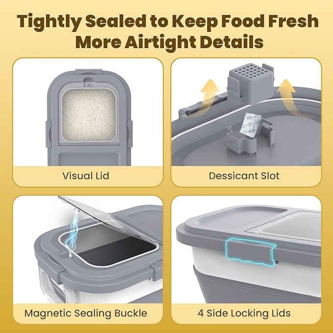HOYTAMDA 25-35Lbs Rice Container, Collapsible Airtight Food Storage Containers - Image 5