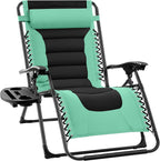 Best Choice Products Oversized Padded Zero Gravity Chair, Folding Outdoor Patio Recliner, XL Anti Gravity Lounger for Backyard w/Headrest, Cup Holder, Side Tray, Polyester Mesh - Green/Black by BestChoiceProducts