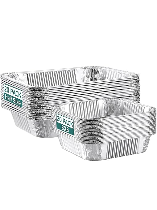 40 Pack Disposable Aluminum Foil Pans Assorted Sizes by NEEBAKE