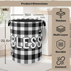 Checkered Bless Laundry Basket, Waterproof Fabric Storage Basket - Image 2