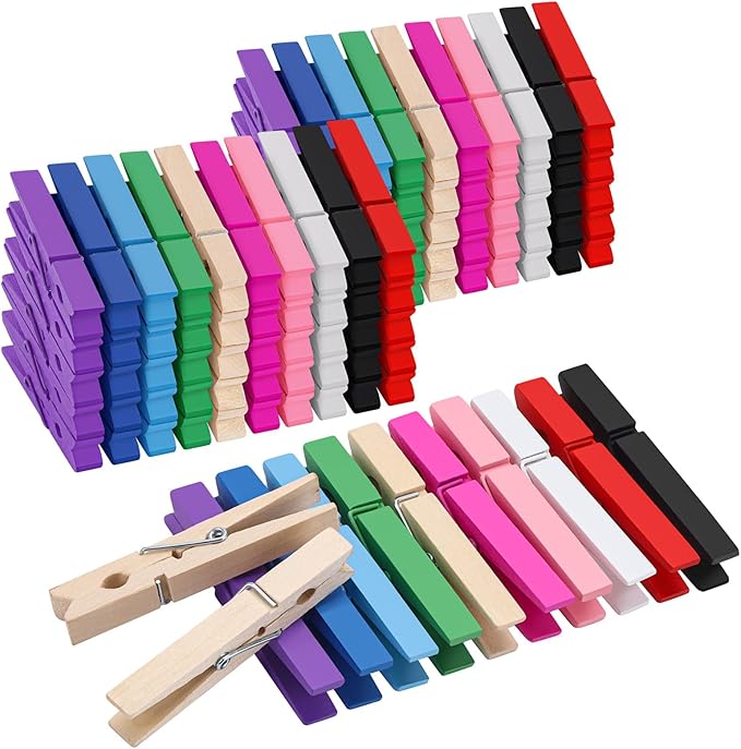100Pcs Colored Wooden Clothespins, 2.9inch Clothes Pins by Tecbeauty