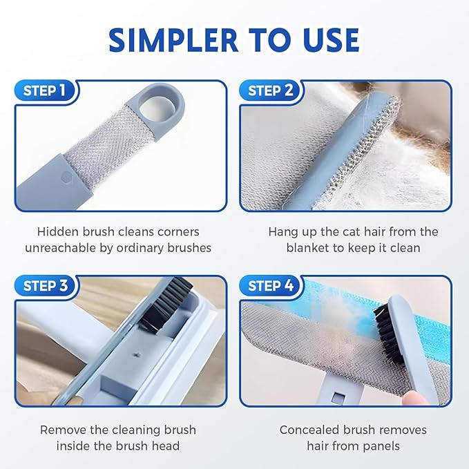 Pet Hair Remover Brush with 17-inch Handle, 4-in-1 Cat and Dog Hair Removal Tool - Image 2