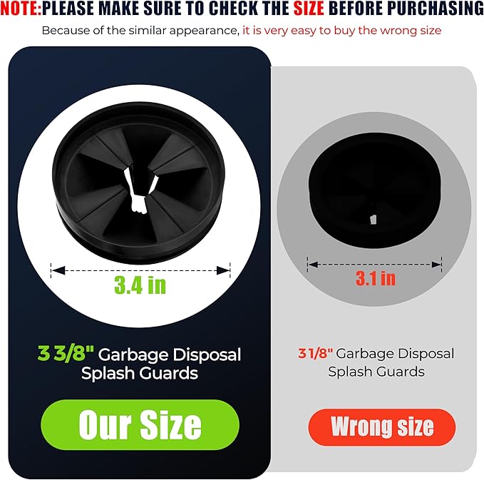 Garbage Disposal Splash Guards 3 3/8" Sink Baffle QCB-AM Replacement - Image 2