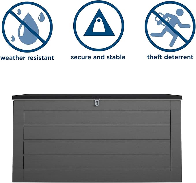Cosco Outdoor Living 88180BGY1E Cosco Outdoor Patio Storage, Extra Large, 180 Gallons, Charcoal Deck Box, Black/Gray - Image 5