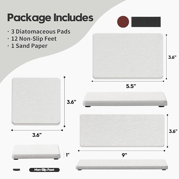 3PCS Bathroom Sink Vanity Trays, Quick Stone Drying Mat Dish Soap Dispenser - Image 4