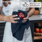 Encasa XO Kitchen Dish Towels Set | Navy Blue | Waffle Weave and Flat Hand Tea - Image 3
