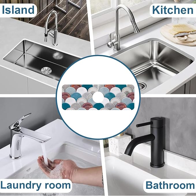 Wall Tiles Texture Sink Splash Guard Ceramic Decor Faucet Absorbing Mat Fast - Image 7